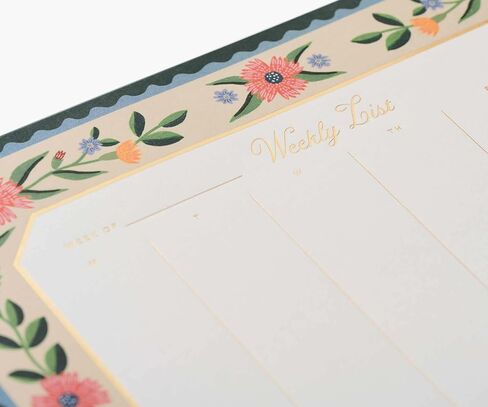 RIFLE PAPER CO. Weekly Desk Pad 52 Tear-Off Pages, 9.75" L x 6.75" W, Doubles as a Mouse Pad, Helps You Map Out Your Week for a Whole Year, Printed in Full Color, Aster in Saudi Arabia