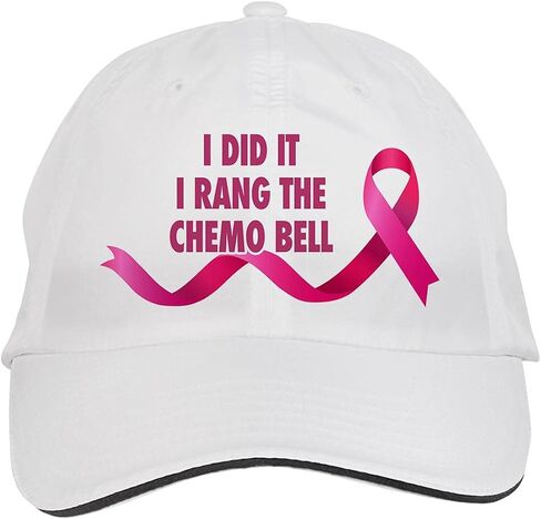 Makoroni - قبعة I DID IT I RANG The Chemo Bell للتوعية بالسرطان، قبعة قابلة للتعديل، DesI22 باللون الأبيض in Kuwait