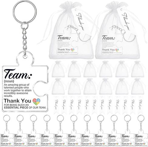 هدايا تقدير الفريق للموظفين، هدايا تقدير جماعية لموظفي مكتب مجموعة زملاء العمل، 36 قطعة/12 مجموعة من سلاسل المفاتيح الأكريليك من قطعة الألغاز، وبطاقات الشكر وحقائب شبكية للهدايا in Kuwait