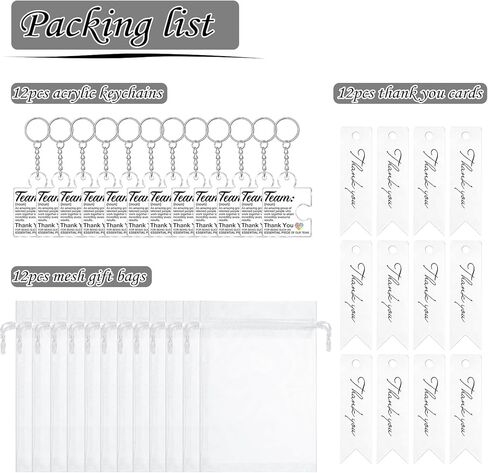 هدايا تقدير الفريق للموظفين، هدايا تقدير جماعية لموظفي مكتب مجموعة زملاء العمل، 36 قطعة/12 مجموعة من سلاسل المفاتيح الأكريليك من قطعة الألغاز، وبطاقات الشكر وحقائب شبكية للهدايا in Kuwait