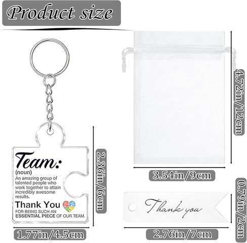 هدايا تقدير الفريق للموظفين، هدايا تقدير جماعية لموظفي مكتب مجموعة زملاء العمل، 36 قطعة/12 مجموعة من سلاسل المفاتيح الأكريليك من قطعة الألغاز، وبطاقات الشكر وحقائب شبكية للهدايا in Kuwait