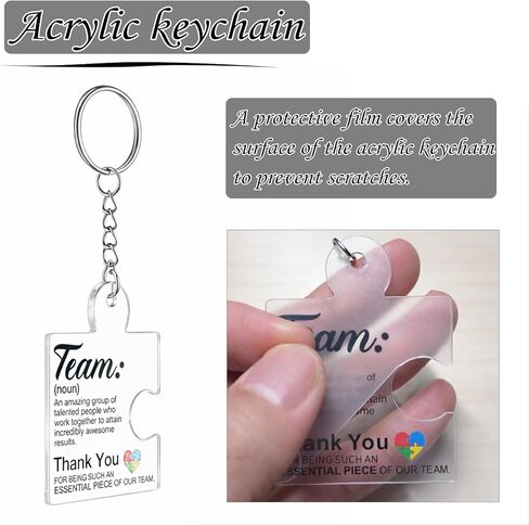 هدايا تقدير الفريق للموظفين، هدايا تقدير جماعية لموظفي مكتب مجموعة زملاء العمل، 36 قطعة/12 مجموعة من سلاسل المفاتيح الأكريليك من قطعة الألغاز، وبطاقات الشكر وحقائب شبكية للهدايا in Kuwait