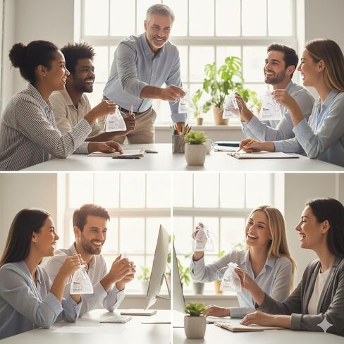 هدايا تقدير الفريق للموظفين، هدايا تقدير جماعية لموظفي مكتب مجموعة زملاء العمل، 36 قطعة/12 مجموعة من سلاسل المفاتيح الأكريليك من قطعة الألغاز، وبطاقات الشكر وحقائب شبكية للهدايا in Kuwait