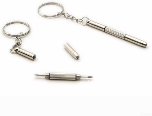 Portable 3in1 Screwdriver Keychain With Flat Head, Cross, And Star Nut Drivers For Eyeglass, Watch, And Phone Repair, Made Of Stainless Steel Material in Saudi Arabia