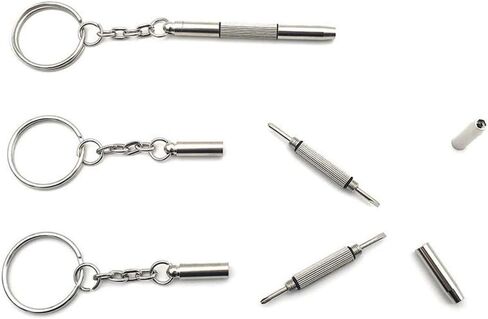 Portable 3in1 Screwdriver Keychain With Flat Head, Cross, And Star Nut Drivers For Eyeglass, Watch, And Phone Repair, Made Of Stainless Steel Material in Saudi Arabia