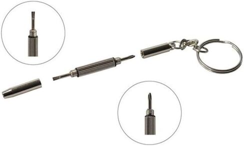 Portable 3in1 Screwdriver Keychain With Flat Head, Cross, And Star Nut Drivers For Eyeglass, Watch, And Phone Repair, Made Of Stainless Steel Material in Saudi Arabia
