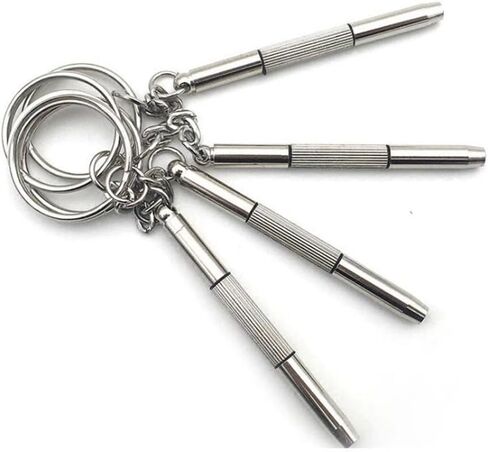 Portable 3in1 Screwdriver Keychain With Flat Head, Cross, And Star Nut Drivers For Eyeglass, Watch, And Phone Repair, Made Of Stainless Steel Material in Saudi Arabia