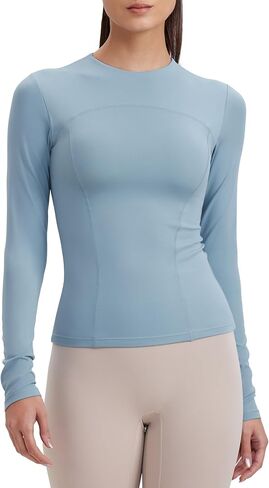 Women's Workout Tops Long Sleeve Yoga Shirts Slim Fit Stretch Gym Athletic Tee in Saudi Arabia