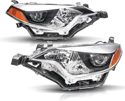 Headlights Assembly Compatible with 2014 2015 2016 Toyota Corolla Projector Headlights Headlamps Pair, Chrome Housing Amber in Kuwait