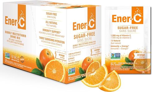Ener-C Sugar Free Energy Orange Multivitamin Drink Mix Vitamin C 1000mg & Electrolytes - Natural Immunity Support with Real Fruit Juice Powders Non-GMO Vegan & Gluten Free - 60 Count in Saudi Arabia