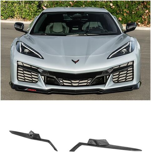Replacement for 2023-Present Chevrolet Corvette C8 Z06 | GM Factory Style Carbon Fiber Front Bumper Grille Trim Guard Accent Insert Cover Pair (C8 Z06 2LZ 3LZ with Front Camera Models) in Saudi Arabia