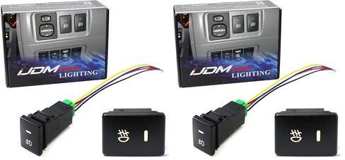 iJDMTOY Factory Style 4-Pole 12V Push Button Switch w/LED Background Indicator Lights Compatible with Fog Lights, DRL, LED Light Bar, etc (200 Series Toyota, 33x22mm) in Saudi Arabia