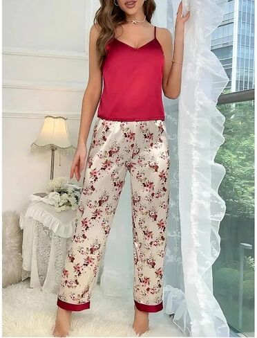 Women's Pajama Sets Sleeveless Cami Top and Pants Sleepwear Nightwear Casual Soft Pjs Lounge Sets 2 Piece in Saudi Arabia