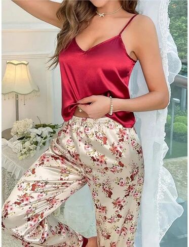 Women's Pajama Sets Sleeveless Cami Top and Pants Sleepwear Nightwear Casual Soft Pjs Lounge Sets 2 Piece in Saudi Arabia