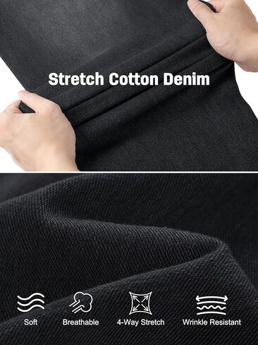 بنطال جينز نسائي قصير قابل للتمدد مقاس 26 بوصة، عالي الخصر، متعرج، من قماش الدنيم، أسود، صغير in Kuwait