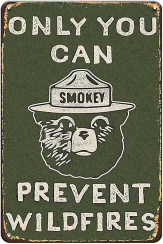 YOYI ART Vintage Metal Sign Smoky the Bear - Only You Can Prevent Wildfires, Funny Retro Tin Sign Sign for Home, Garage, Yard, Outside, Man Cave Wall Deocr Art Accessories, Gifts for men, 8 x 12 Inch in Kuwait