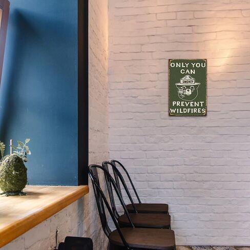 YOYI ART Vintage Metal Sign Smoky the Bear - Only You Can Prevent Wildfires, Funny Retro Tin Sign Sign for Home, Garage, Yard, Outside, Man Cave Wall Deocr Art Accessories, Gifts for men, 8 x 12 Inch in Kuwait