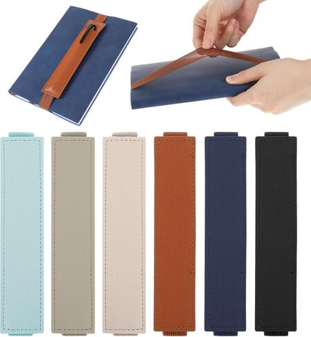 6 قطع من حامل أقلام المجلات، حامل أقلام مرن لأجهزة الكمبيوتر المحمول المصنوعة من جلد البولي يوريثان وحافظة أقلام وحافظة أقلام لمجلة المخططين ودفاتر الملاحظات والكتب، أسود/بني/رمادي/بيج أزرق فاتح/رمادي داكن in Kuwait