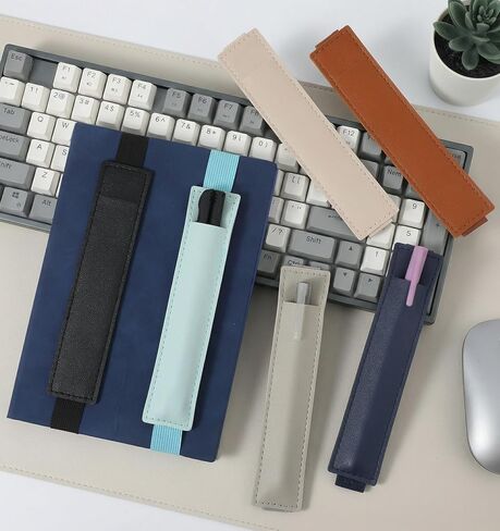 6 قطع من حامل أقلام المجلات، حامل أقلام مرن لأجهزة الكمبيوتر المحمول المصنوعة من جلد البولي يوريثان وحافظة أقلام وحافظة أقلام لمجلة المخططين ودفاتر الملاحظات والكتب، أسود/بني/رمادي/بيج أزرق فاتح/رمادي داكن in Kuwait