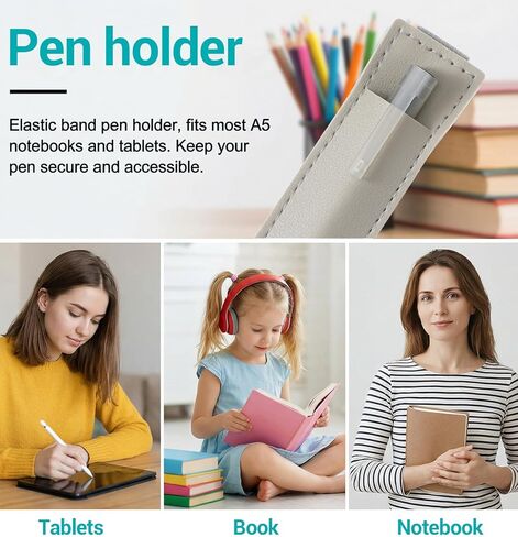 6 قطع من حامل أقلام المجلات، حامل أقلام مرن لأجهزة الكمبيوتر المحمول المصنوعة من جلد البولي يوريثان وحافظة أقلام وحافظة أقلام لمجلة المخططين ودفاتر الملاحظات والكتب، أسود/بني/رمادي/بيج أزرق فاتح/رمادي داكن in Kuwait