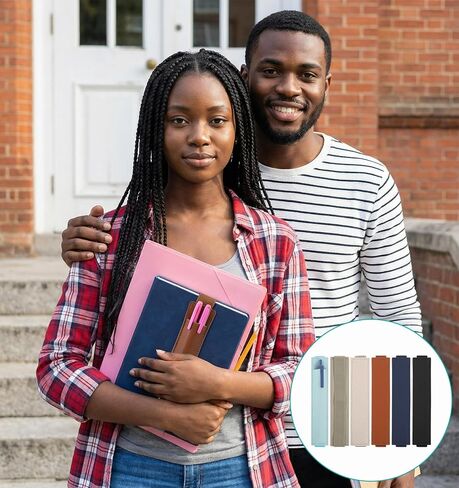 6 قطع من حامل أقلام المجلات، حامل أقلام مرن لأجهزة الكمبيوتر المحمول المصنوعة من جلد البولي يوريثان وحافظة أقلام وحافظة أقلام لمجلة المخططين ودفاتر الملاحظات والكتب، أسود/بني/رمادي/بيج أزرق فاتح/رمادي داكن in Kuwait