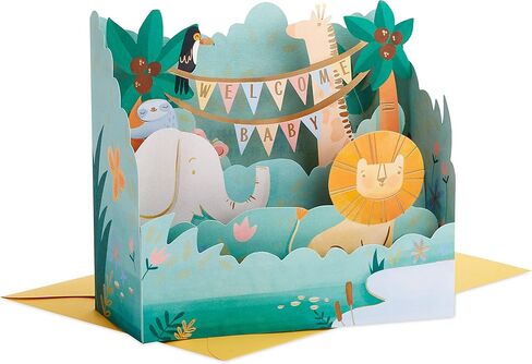 Hallmark Paper Wonder Pop Up Baby Shower Card for New Parents (Jungle Animals) Welcome New Baby, Congratulations in Saudi Arabia