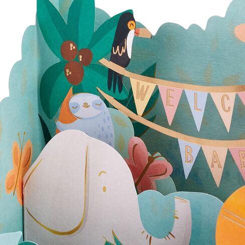 Hallmark Paper Wonder Pop Up Baby Shower Card for New Parents (Jungle Animals) Welcome New Baby, Congratulations in Saudi Arabia