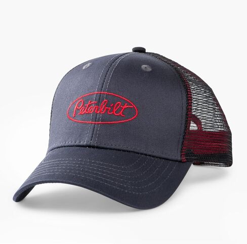 قبعة سائق الشاحنة من PETERBILT باللون الرمادي الفحمي، قبعة Snapback قابلة للتعديل مع شعار مطرز باللون الأحمر in Kuwait