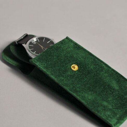 Suede-Lined Artistic Watch Travel Case - Polyester Flip Closure Watch Case, Ideal Holiday Birthday, Black in Saudi Arabia