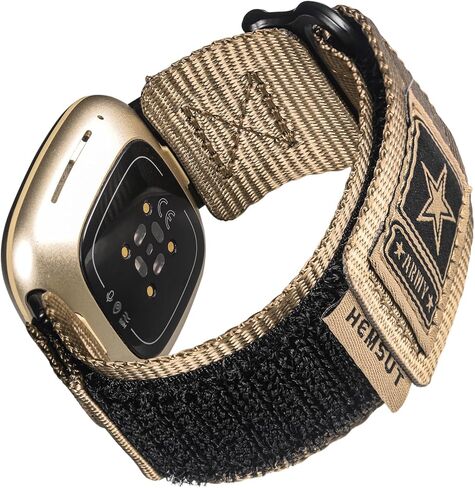 Tactical Rugged Bands Compatible with Fitbit Versa 4 Bands/Versa 3/Sense 2/Sense,Soft Durable Military Nylon Hook & Loop Straps in Kuwait