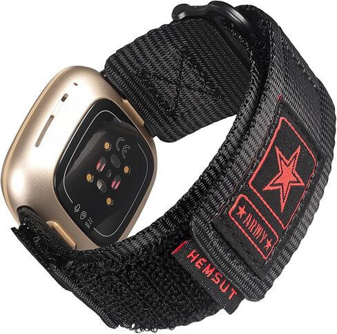 أربطة تكتيكية متينة متوافقة مع Fitbit Versa 4 Bands/Versa 3/Sense 2/Sense، أشرطة لاصقة وحلقة من النايلون العسكري الناعم المتين in Kuwait