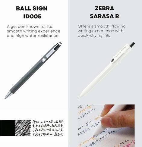 مجموعة أقلام حبر جل يابانية مكونة من 7 أقلام - حبر أسود ذو نقطة دقيقة 0.35-0.7 مم، كتابة ناعمة وأنيقة، تتضمن بطاقة كتابة اختبار - صنع في اليابان in Kuwait