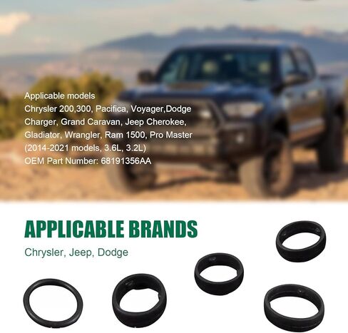 طقم حلقة دائرية لغطاء فلتر زيت محرك السيارة، حشية مانعة للتسرب مقاومة لدرجة الحرارة العالية، OEM # 68191356AA، متوافق مع كرايسلر شيروكي جراند رانجلر دودج رام (أسود) in Kuwait