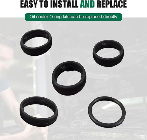 طقم حلقة دائرية لغطاء فلتر زيت محرك السيارة، حشية مانعة للتسرب مقاومة لدرجة الحرارة العالية، OEM # 68191356AA، متوافق مع كرايسلر شيروكي جراند رانجلر دودج رام (أسود) in Kuwait