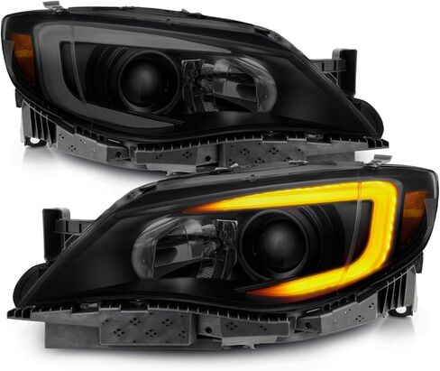 AKKON - [C-Style [Black Smoked] For 08-14 Subaru Impreza WRX LED DRL Tube Switchback Projector Headlights in Saudi Arabia
