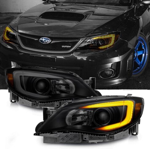 AKKON - [C-Style [Black Smoked] For 08-14 Subaru Impreza WRX LED DRL Tube Switchback Projector Headlights in Saudi Arabia