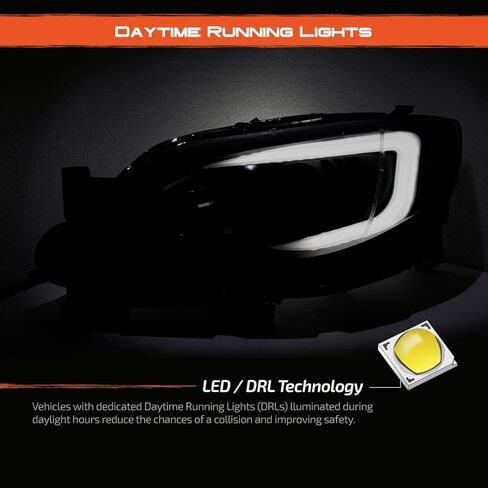 AKKON - [C-Style [Black Smoked] For 08-14 Subaru Impreza WRX LED DRL Tube Switchback Projector Headlights in Saudi Arabia