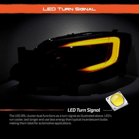 AKKON - [C-Style [Black Smoked] For 08-14 Subaru Impreza WRX LED DRL Tube Switchback Projector Headlights in Saudi Arabia
