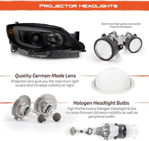 AKKON - [C-Style [Black Smoked] For 08-14 Subaru Impreza WRX LED DRL Tube Switchback Projector Headlights in Saudi Arabia