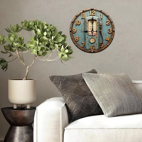 Vintage Gas Pump Industrial Wooden Wall Clock with Steampunk Details 25x25cm in Saudi Arabia