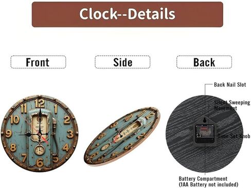 Vintage Gas Pump Industrial Wooden Wall Clock with Steampunk Details 25x25cm in Saudi Arabia