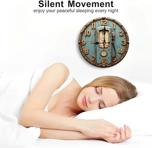Vintage Gas Pump Industrial Wooden Wall Clock with Steampunk Details 25x25cm in Saudi Arabia