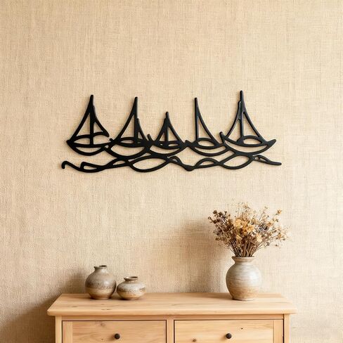 Sailboat Metal Wall Art Decor,Contemporary Modern Design Nautical Style Sail Boats Theme for Bedroom Living Room Garden Hotel Office Wall Decoration in Saudi Arabia