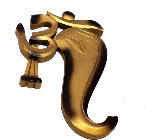 معلقة على الحائط من eSplanade Ganesha Ganesh | تعليقة حائط أوم أوم | اكسسوارات الديكور - ديكور المنزل | خشب - 11.5 بوصة - ذهبي in Saudi Arabia