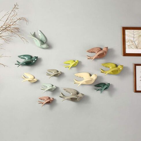 EXCEART Ceramic Hanging Swallows Sparrow Dove Birds Wall Decor Decoration 3D Hanging Wall Art Garden Wall Sculptures European Retro Style for Living Dining Room in Saudi Arabia
