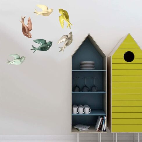 EXCEART Ceramic Hanging Swallows Sparrow Dove Birds Wall Decor Decoration 3D Hanging Wall Art Garden Wall Sculptures European Retro Style for Living Dining Room in Saudi Arabia