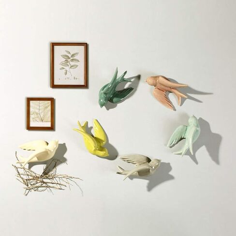 EXCEART Ceramic Hanging Swallows Sparrow Dove Birds Wall Decor Decoration 3D Hanging Wall Art Garden Wall Sculptures European Retro Style for Living Dining Room in Saudi Arabia