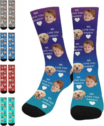 هدايا Artsadd للأب جوارب صور الوجه المخصصة أفضل أب صنع على الإطلاق في الولايات المتحدة، جوارب مخصصة لعيد الأب للرجال من الابن in Kuwait