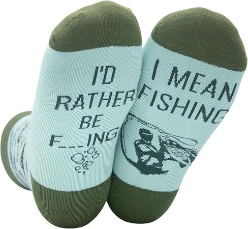 InnoBeta Fishing Gifts for Men, Gifts for Fishing Lover, One Size Crew Socks, I'd Rather Be FXXXING in Saudi Arabia