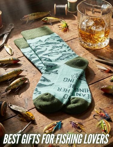 InnoBeta Fishing Gifts for Men, Gifts for Fishing Lover, One Size Crew Socks, I'd Rather Be FXXXING in Saudi Arabia